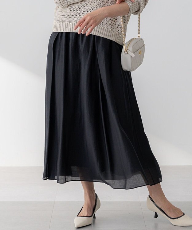 23区 【WEB&一部店舗限定/洗える】ライトシアーミクスチャー スカート ブラック系