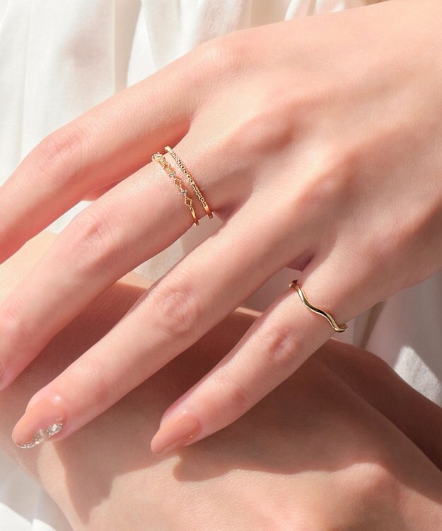 Phoebe フェミニンプレイスドビジューセットリング　ゴールド ゴールド