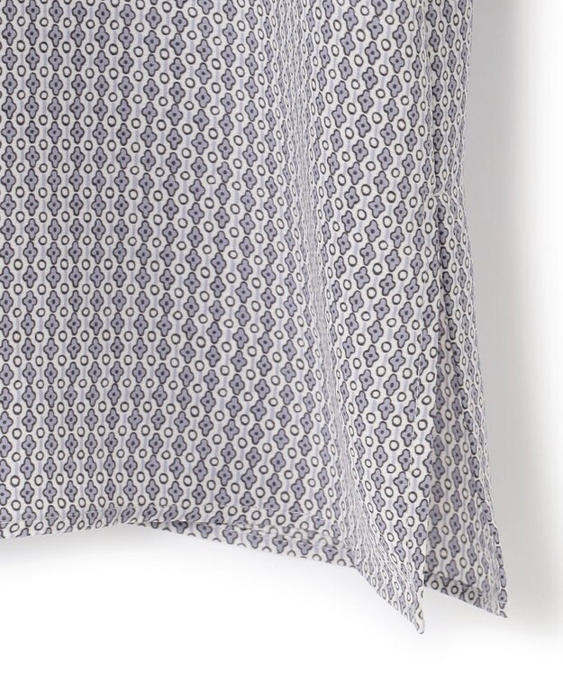 23区 L 【洗える】ヴィンテージ プリント ピンタック ブラウス サックスブループリント