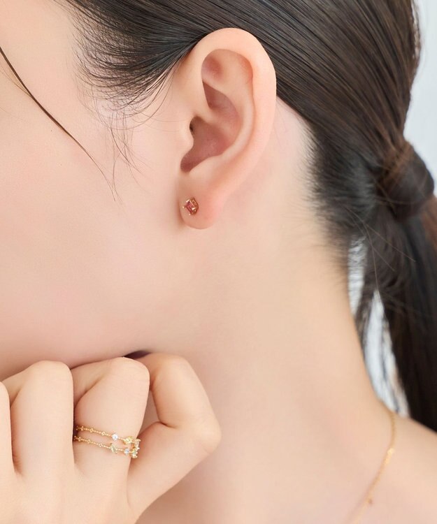 Phoebe シャインフレームスクエアピアス　レッド（片耳） レッド