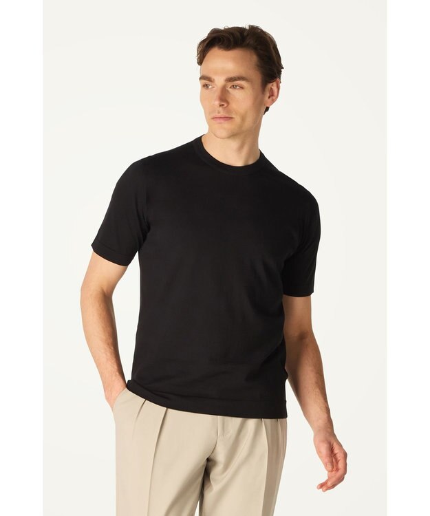 DAKS John Smedley for DAKS ハウスストライプTシャツ ブラック