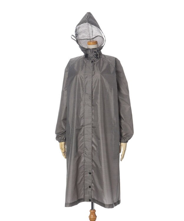 MOONBAT 【収納袋付き】FLAT PURE サイクル レインコート チェック 自転車 ブラック