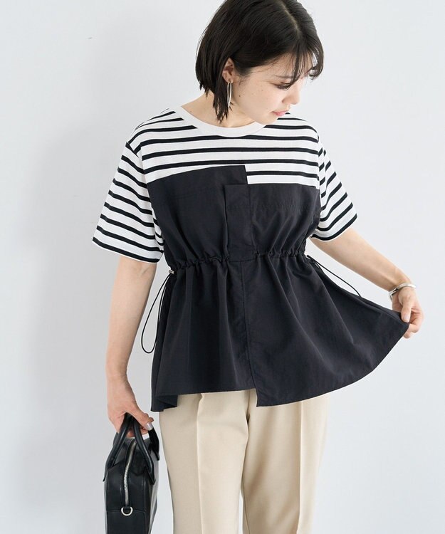 Green Parks ビスチェドッキングドロスト５分袖プルオーバー Border