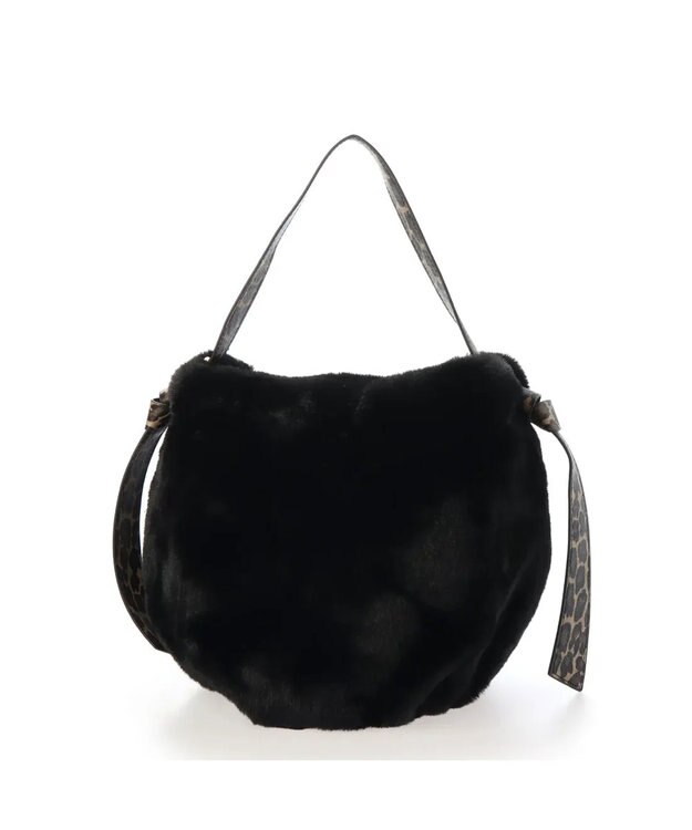 UNBILLION cachecache サイドリボンエコファー2wayショルダーバッグ ブラック