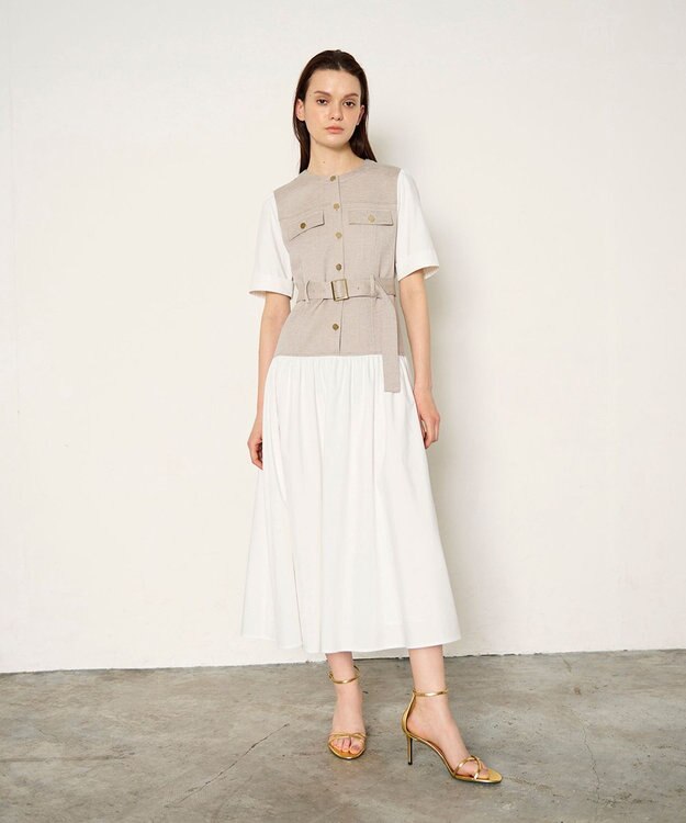 GRACE CONTINENTAL レイヤードコンビワンピース ベージュ