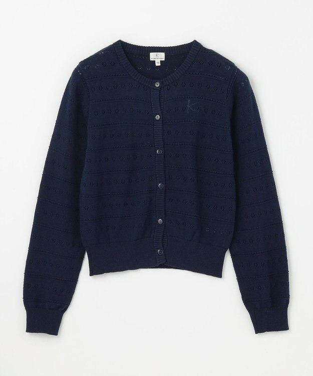 組曲 KIDS 【150-160㎝】フラワーアイレット カーディガン ネイビー系
