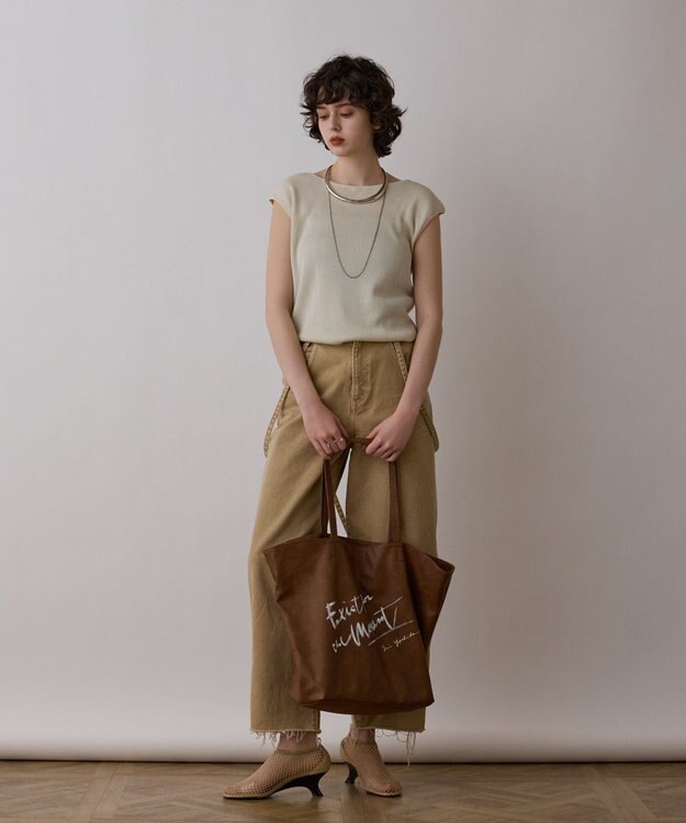 GRACE CONTINENTAL ロゴレザートート ブラウン