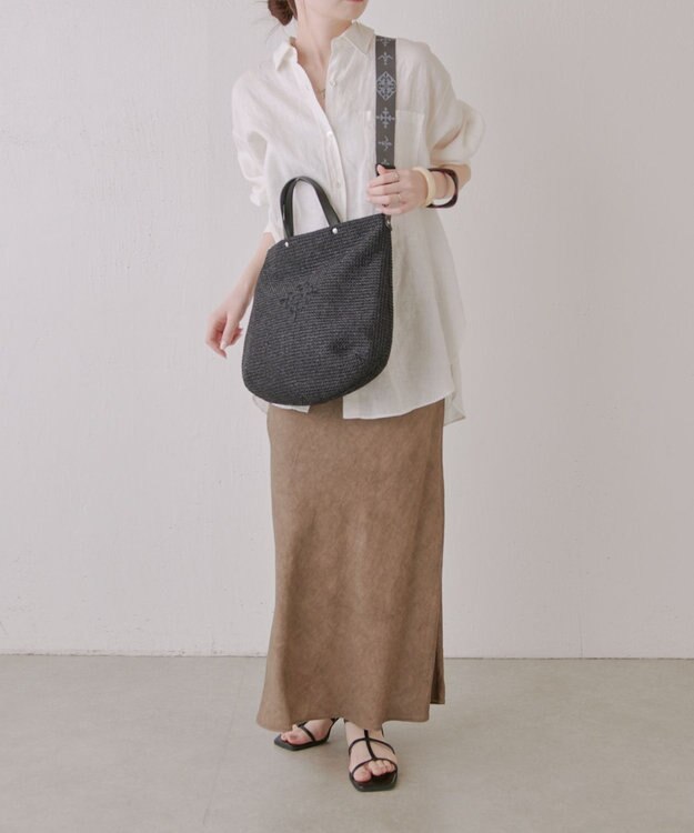 russet スリム2WAYトートバッグ <ナイロンラフィア>(CE-1717-WEB) Black