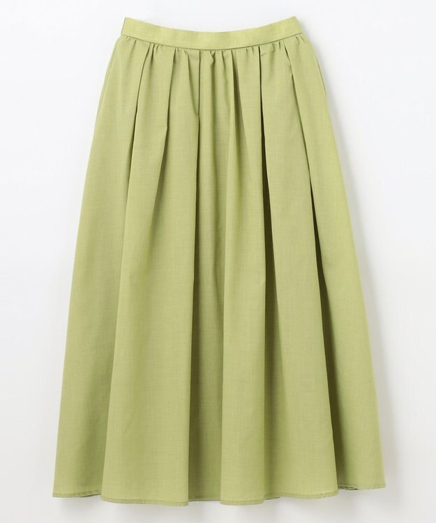 ANY 【ウエストゴム】シャンブレーライクフレアスカート アップルグリーン