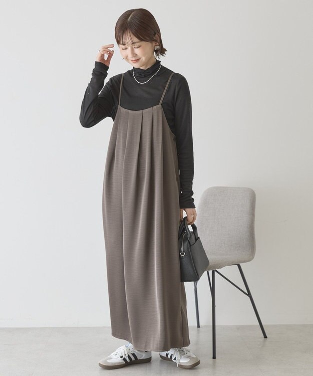 AMERICAN HOLIC タックサテンキャミワンピース Charcoal Gray