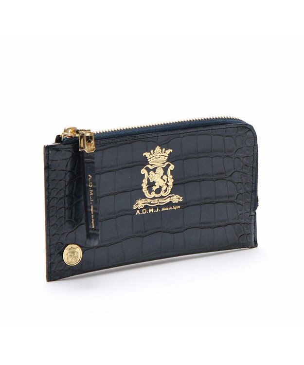 A.D.M.J. 【牛革】クロコ型押しオーガナイザーパース マリーン