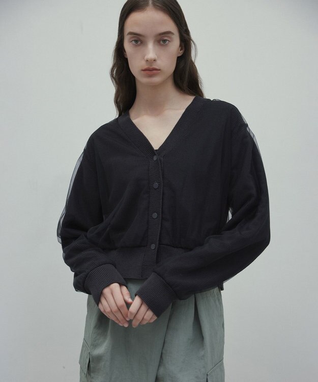 BEIGE， 【洗える・GISELe 4月号掲載】MYRTLE / チュールレイヤードカーディガン