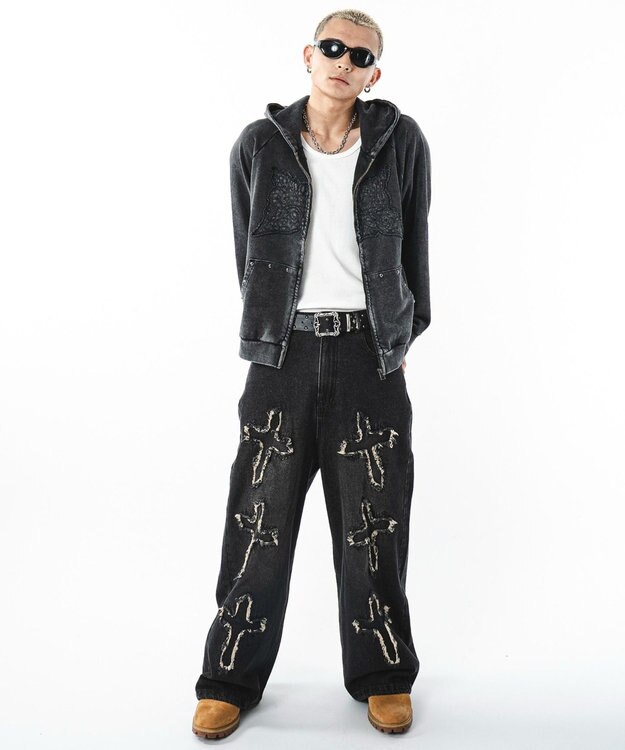 WEGO パウダーブリーチスタッズZIPパーカー スミクロ