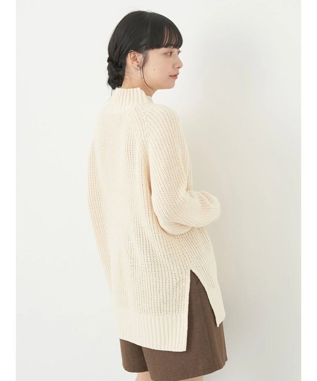 earth music&ecology マットベロアモールチュニック Ivory