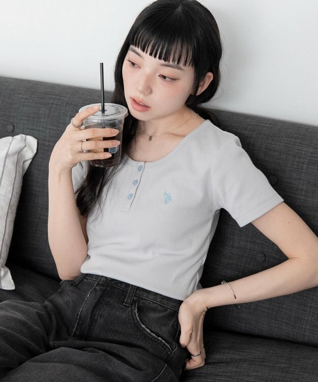 WEGO 別注USPOLOヘンリーネックT ライトグレー