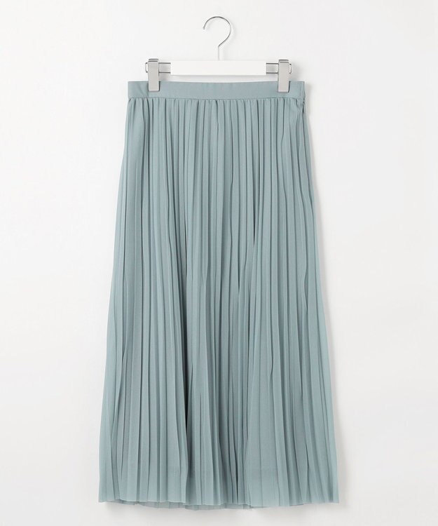 J.PRESS LADIES L 【洗える】オーガンジートリコット プリーツ スカート スモーキーサックス系