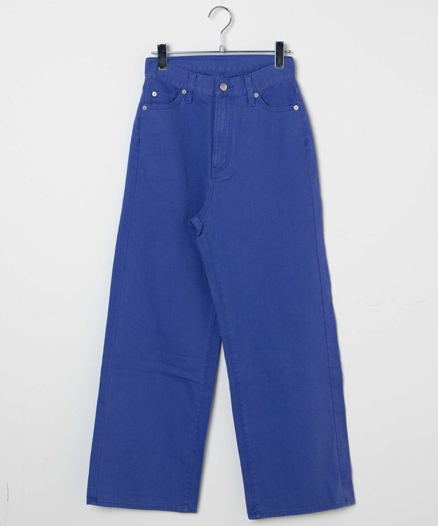 WEGO カラーウエストフィットワイドストレートパンツ ブルー