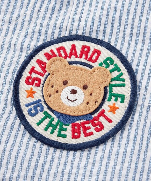 MIKI HOUSE HOT BISCUITS 【80-120cm】 ワッペン 6分丈 ハーフパンツ ブルー