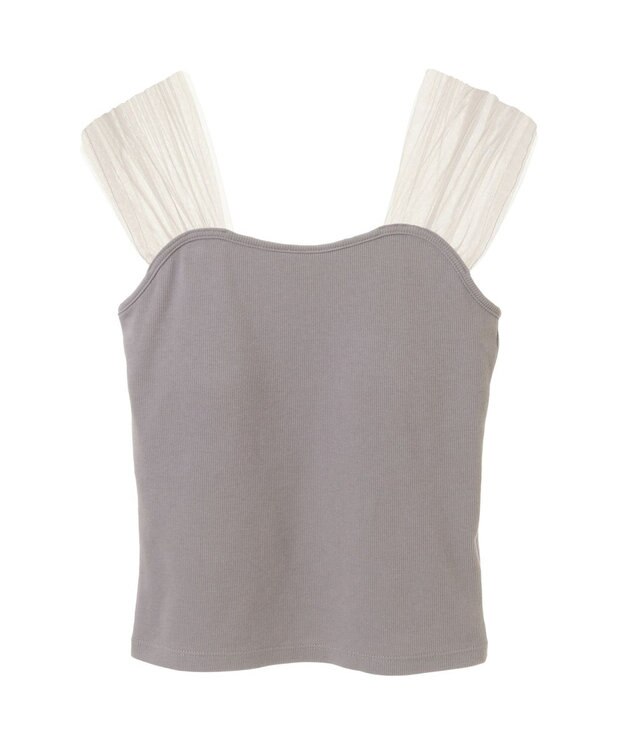 earth music&ecology チュールドッキングカップ付キャミソール Gray