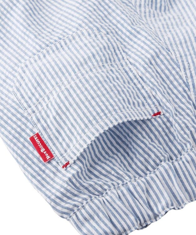 MIKI HOUSE HOT BISCUITS 【80-120cm】 ワッペン 6分丈 ハーフパンツ ブルー