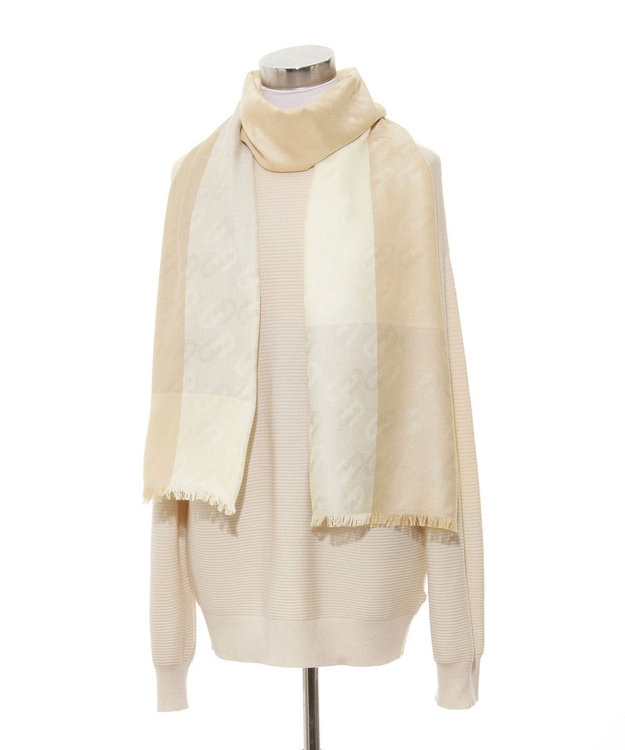 MOONBAT FURLA シルクカシミヤジャカードストール／幅55cm オフホワイト