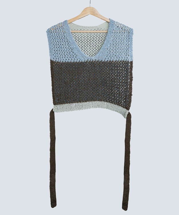 COQ STRATA 和紙ショート丈ベスト スカイブルー