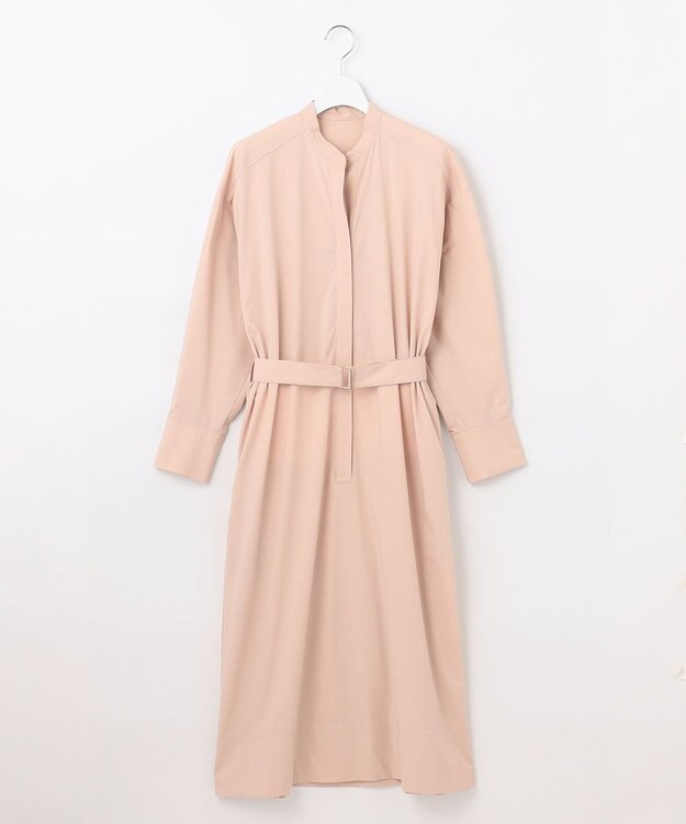 自由区 L 【洗える】ストレッチタイプライターシャツ ワンピース ピンク系