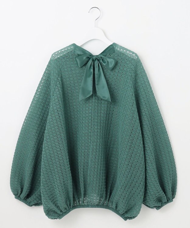 自由区 【カトリエムブーケ】Texture formeバックリボンディテールプルオーバー スモーキーブルー