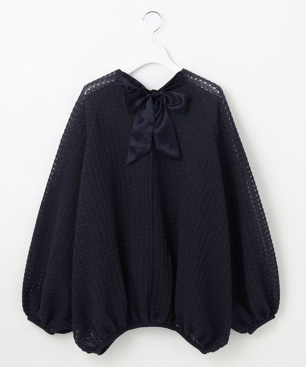 自由区 【カトリエムブーケ】Texture formeバックリボンディテールプルオーバー ネイビー