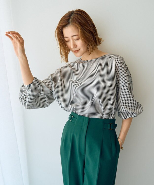 YECCA VECCA 2wayボリューム袖ブラウス Hounds Tooth