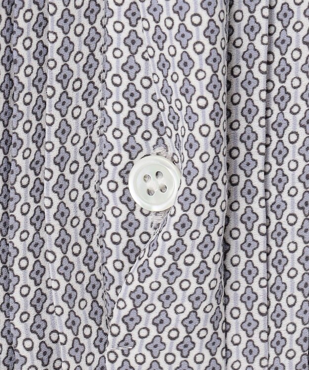 23区 L 【洗える】ヴィンテージ プリント ピンタック ブラウス サックスブループリント