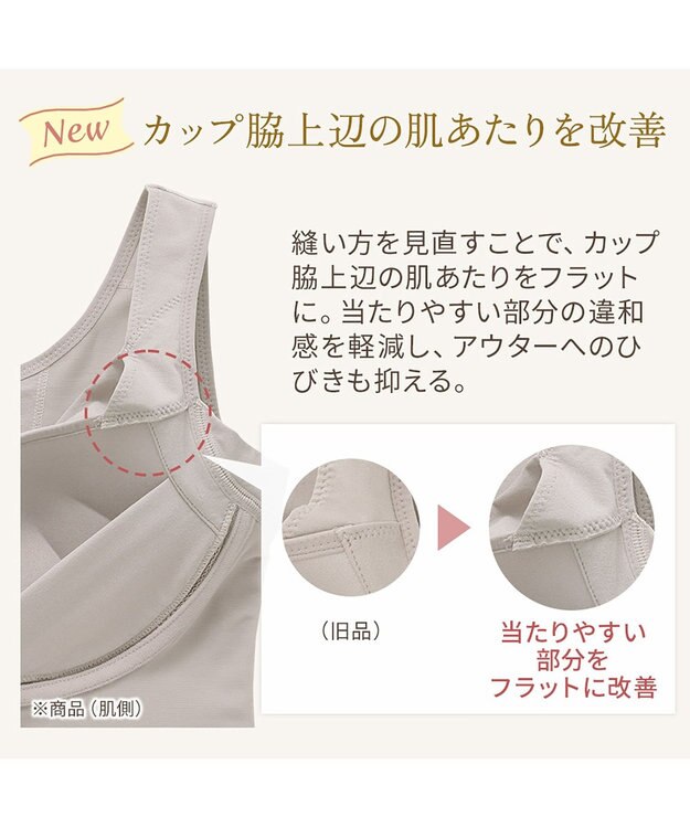 BRADELIS New York 【BRADELIS NewYork peace】綿混キャッチャーカップレースブラスリップ25 ノンワイヤー 補正下着 静電気軽減 インナー カップ付き ブラトップ ワンピース グレージュ