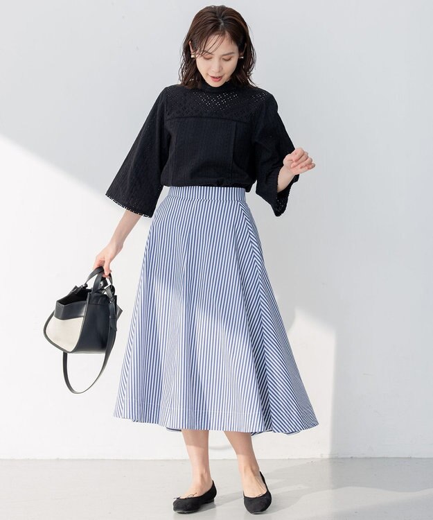 組曲 【洗える】C/Nyブロード スカート ネイビー系1