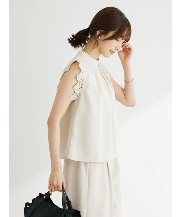 Green Parks ・ＥＬＥＮＣＡＲＥ　ＤＵＥ　リネンライクレースブラウス Ivory