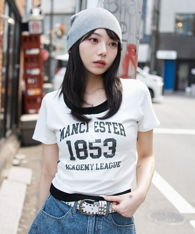 WEGO グラフィックレイヤードドッキングT ホワイト