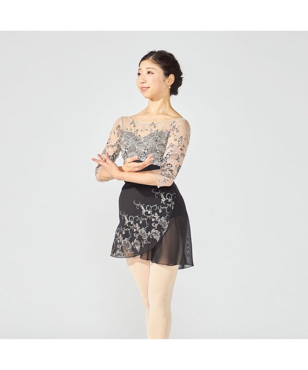 Chacott 【Nela ライン】6分袖レオタード ブラック