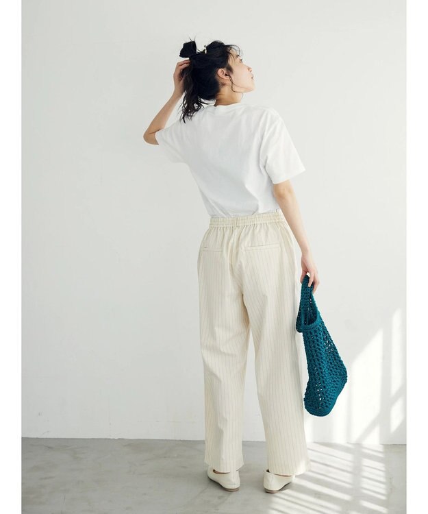 CRAFT STANDARD BOUTIQUE イージーケアピンストライプテーパードパンツ Stripe Ivory