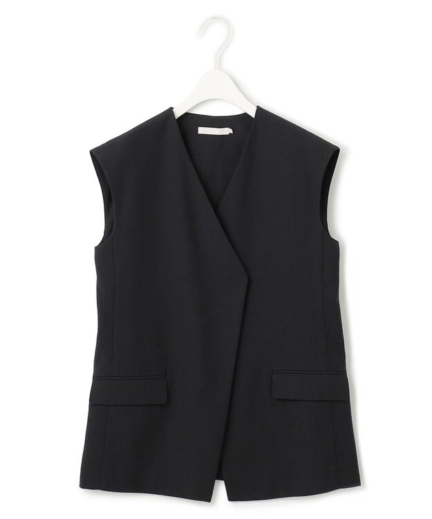 ICB 【接触冷感・速乾・洗える】T.R.Liプレーンウィーブ ジレ ブラック系