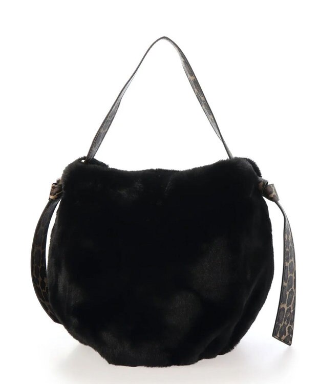 UNBILLION cachecache サイドリボンエコファー2wayショルダーバッグ ブラック