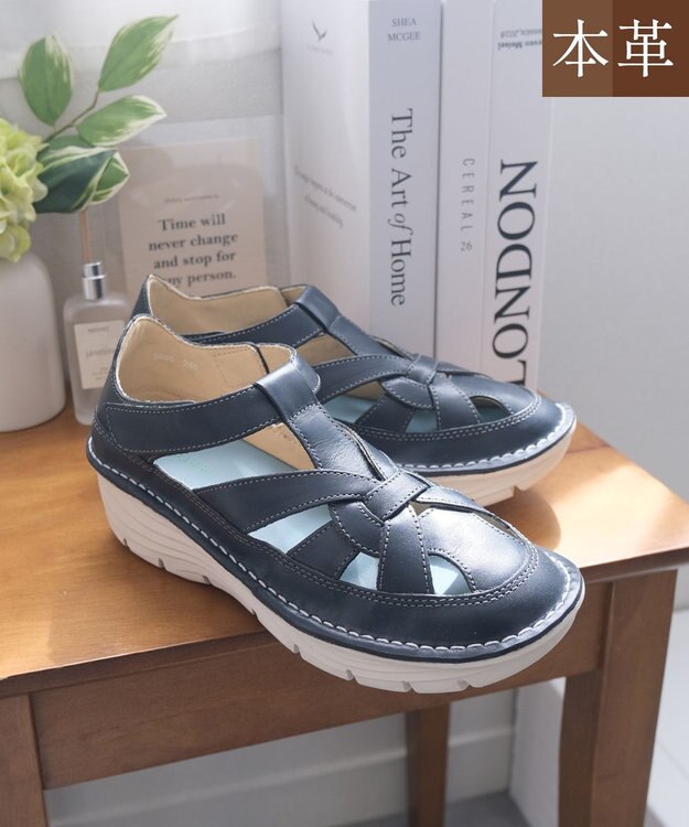 Pointer 本革編み込みグルカサンダル ネイビー