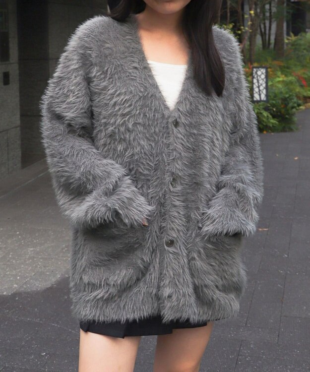 WEGO 【ユニセックス着用ITEM】フェザーカーディガン グレー