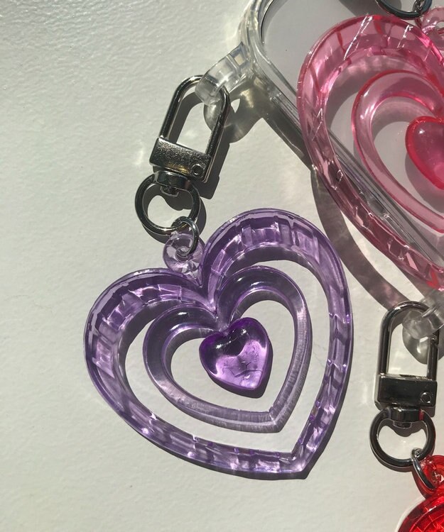 WEGO カラフルクリアハートミニキーホルダー ライトパープル