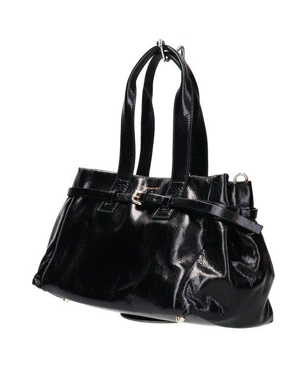 INTER-CHAUSSURES 【CHRISTIAN VILLA】ミディアムサイズレザーハンドバッグ ブラック