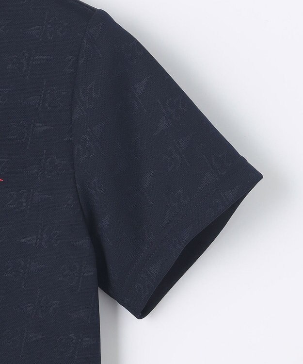 23区GOLF 【WOMEN】フラッグロゴジャガード ポロシャツ ネイビー系