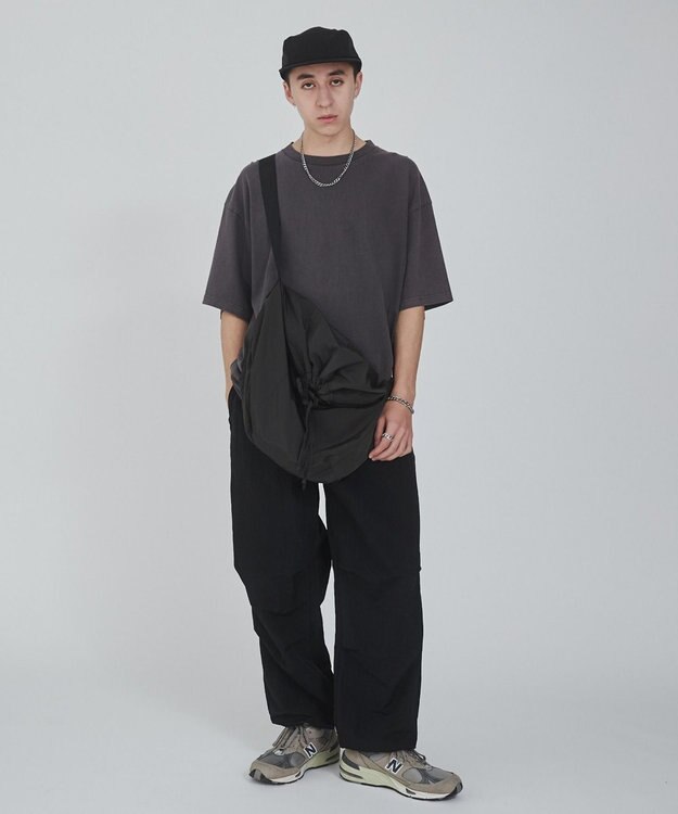 WEGO 【ウエストゴム/撥水/洗濯機可】ナイロンイージーパンツ ブラック