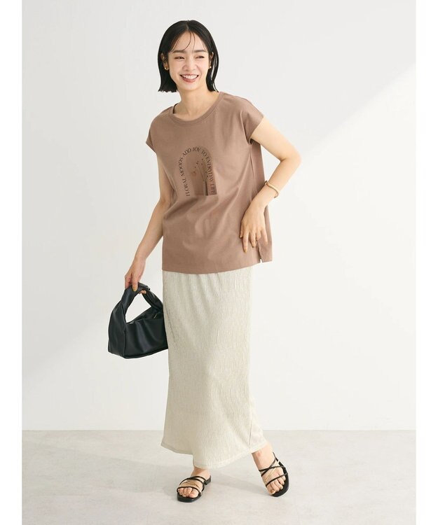 Green Parks フラワーフォトコンパクトプルオーバー Beige