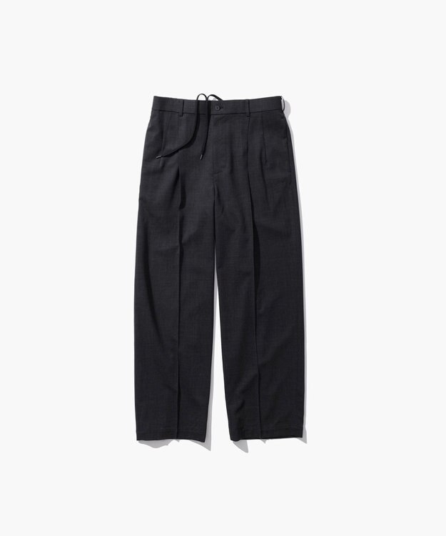 ATON TWIST WOOL GAUZE | ツータックイージーパンツ - UNISEX CHARCOAL GRAY