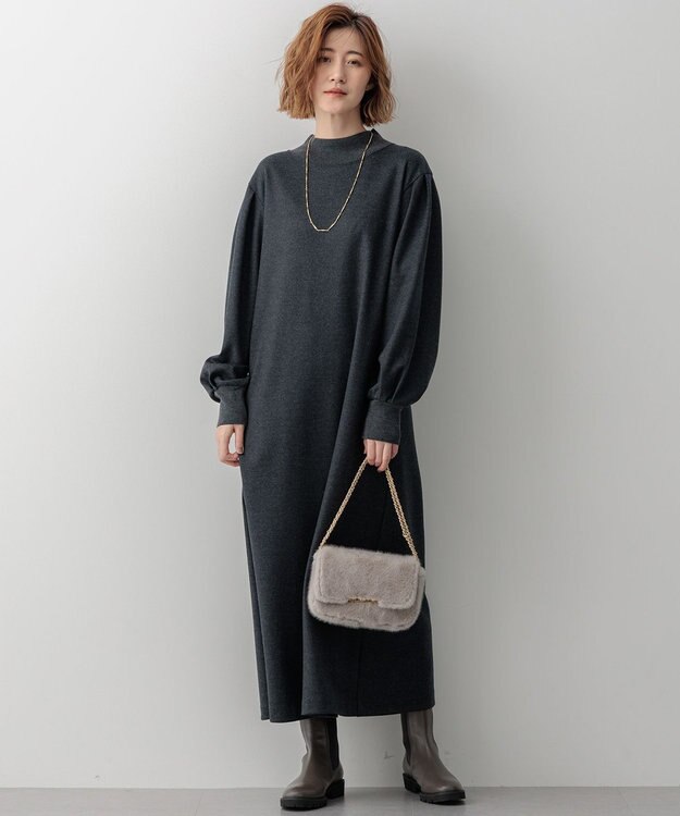 23区 【洗える】ウールミルドジャージー ワンピース グレー系