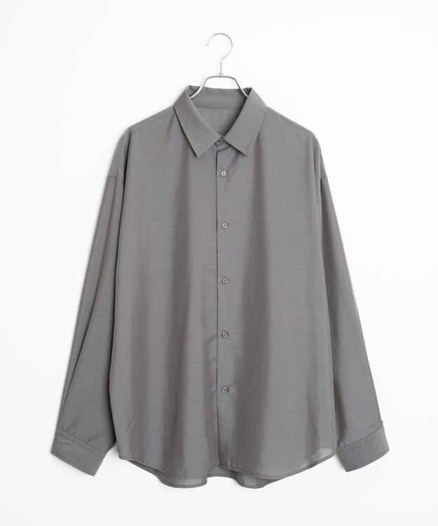 WEGO 【ユニセックス着用ITEM/SMLサイズ展開/冷房対策/紫外線対策】シアーBIGシャツ ダークグレー