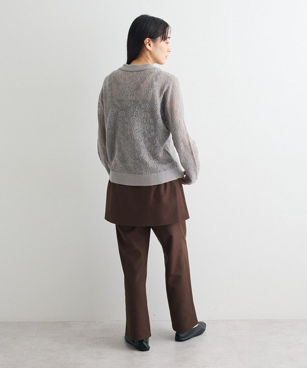 CRAFT STANDARD BOUTIQUE レース編みポロカーディガン Gray